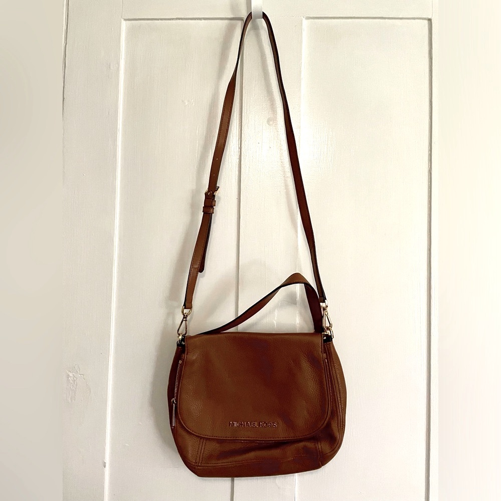 Michael Kors Bedford Medium Leather Crossbody Bag, Brown, Gentle Used Condition!
